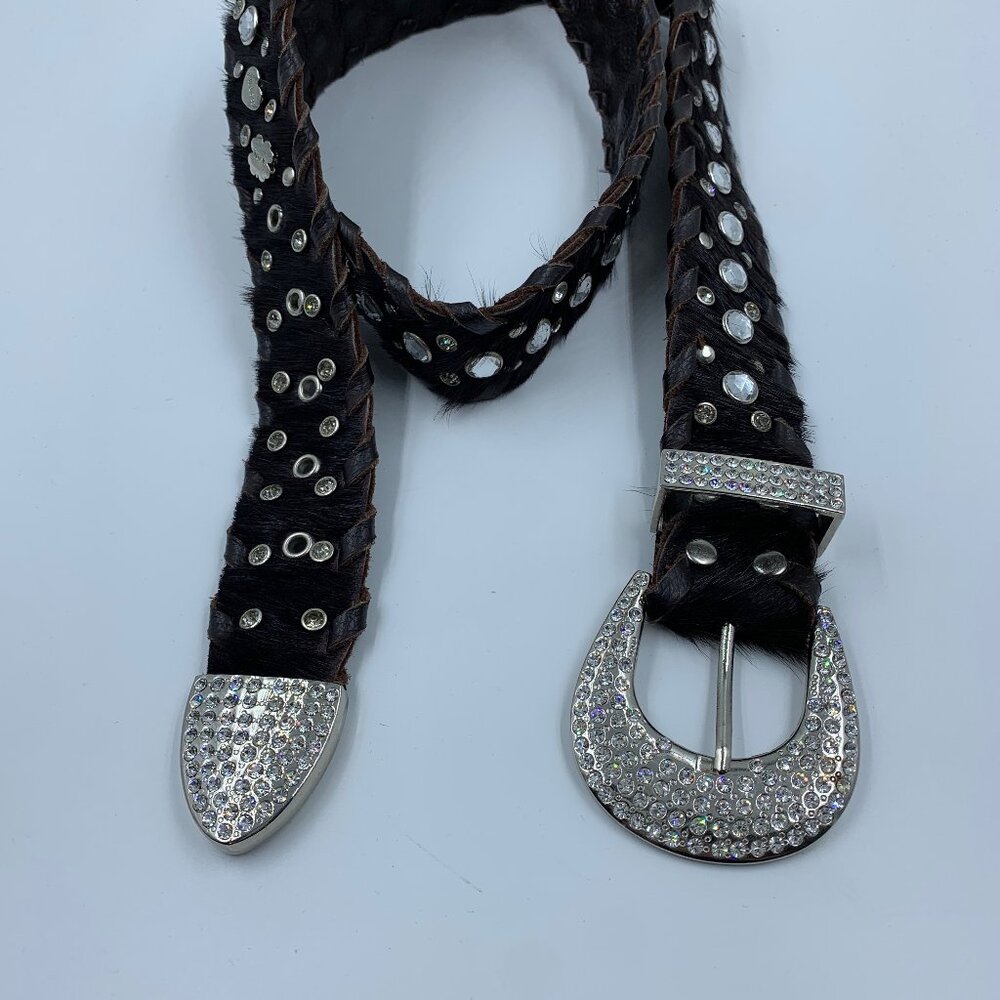 Studded Black and Silver Women's Belt